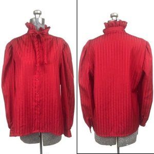 Vintage Red Stripe and Dot Secretary Blouse